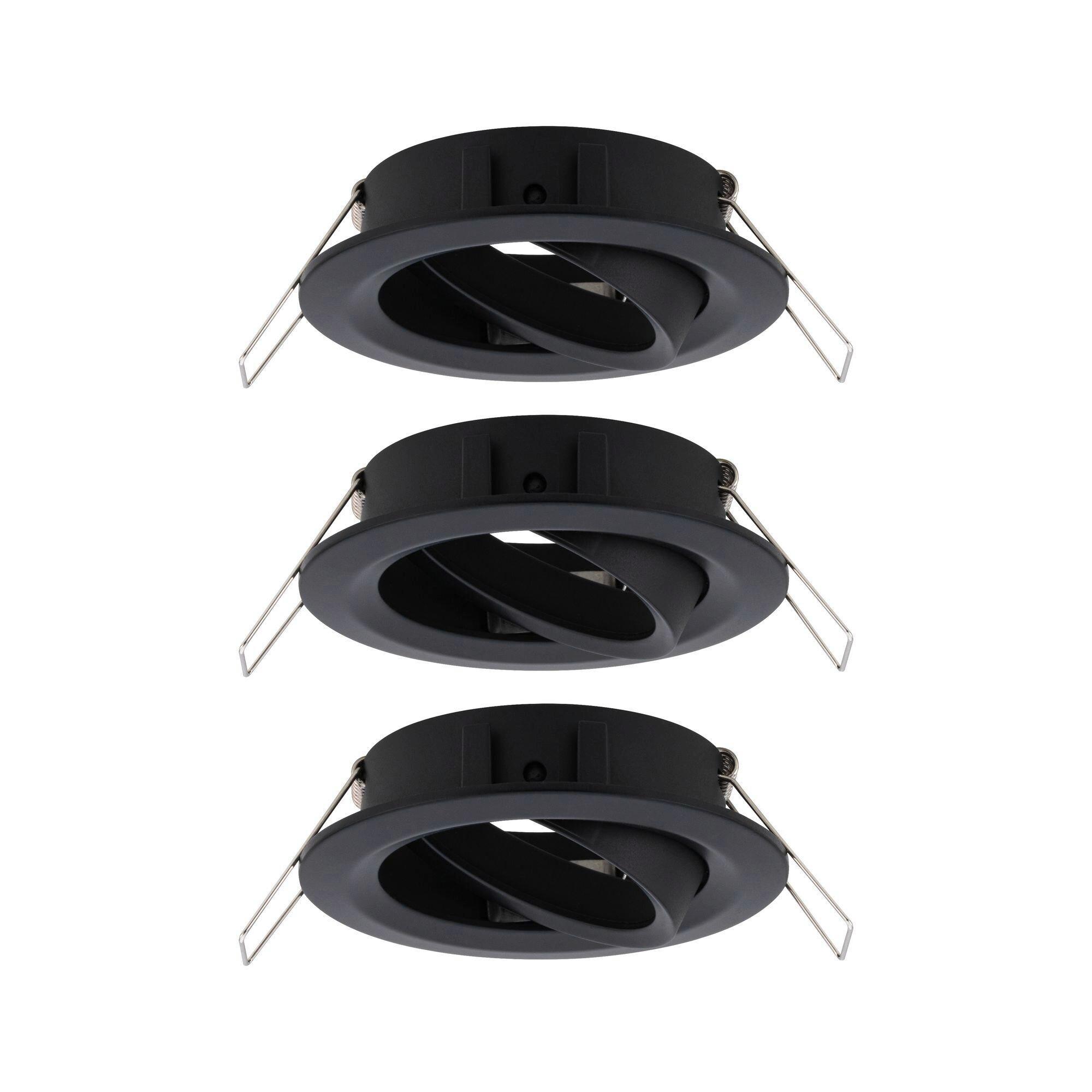 Deckenleuchte 3er-Set Ø 8,4 cm 3-flammig - Schwarz/Alufarben, Basics, Metall (8,4cm) - Paulmann