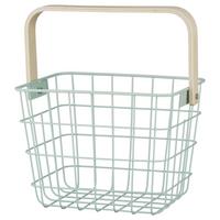 Košík LINUS - prírodná farba/mätovozelená, kov/drevo (20/15/15cm) - Mömax