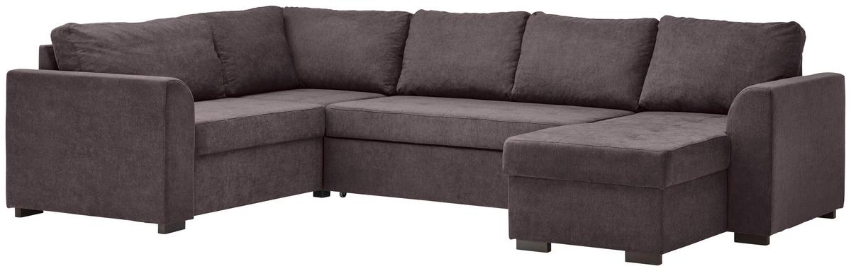 Rozkládací sedací souprava Reno U, barva tmavě šedá - černá/tmavě šedá, Design, textil/plast (205/311/160cm) - Xora