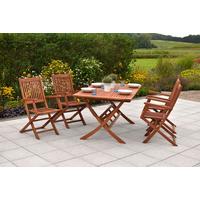 Gartentischgruppe Rio 5 tlg. Naturfarben - Eukalyptusholzfarben, KONVENTIONELL, Holz - Gardenson
