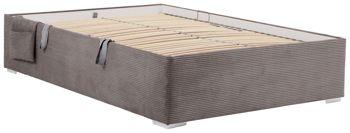 Posteľ Remi s bočnicami 140x200, poťah sivý - sivá/prírodná farba, Konventionell, drevo/textil (140/200cm)