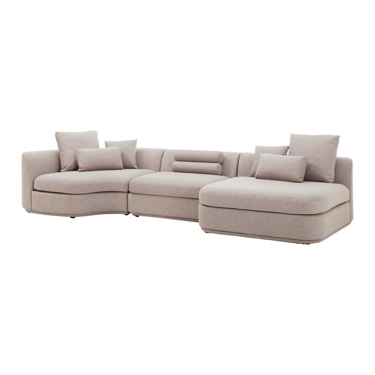 Sedací souprava Anna béžová - bílá/béžová, Moderní, dřevo/textil (360/71/134cm) - Bessagi Home