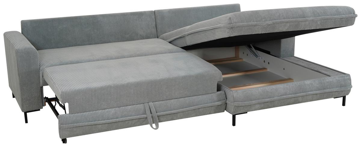 Ecksofa Armilla Hellgrau S: 272x174 cm - Hellgrau/Schwarz, Design, Textil (272/174cm) - MID.YOU