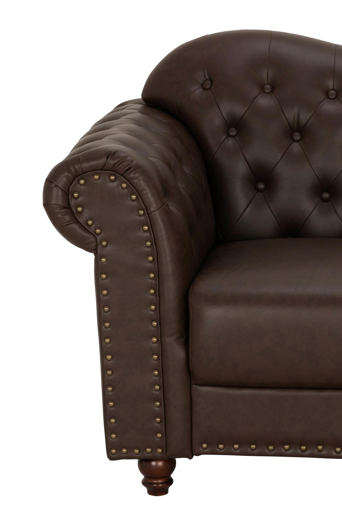 Chesterfield-sofa Christel Braun 3-Sitzer B: 208 Cm - Dunkelbraun/Braun, KONVENTIONELL, Textil (208/94/90cm) - Livetastic