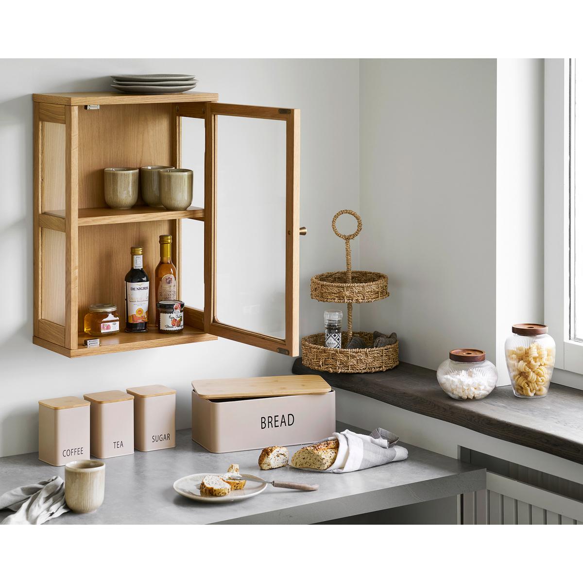 Vorratsdosenset Beige Tula Bread Box 4 -Teilig. - Beige/Naturfarben, Basics, Holz/Metall