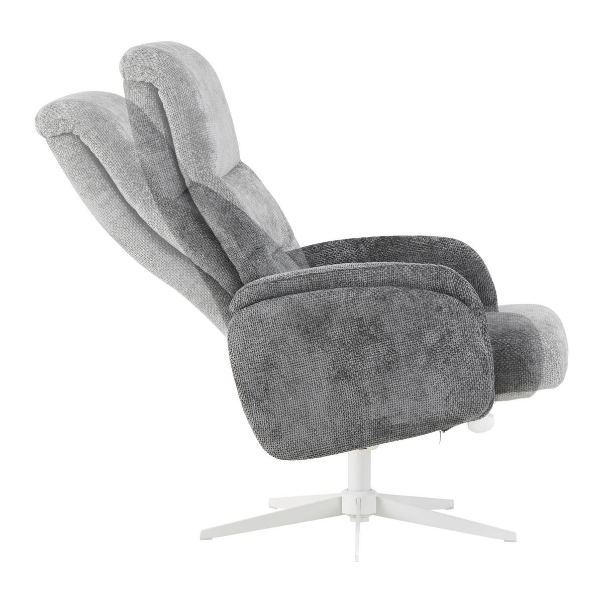 Relaxačné kreslo STAR, grafitová ženilka, s taburetom - biela/grafitová, Modern, kov/textil (72/107-95/86-110cm) - Mömax