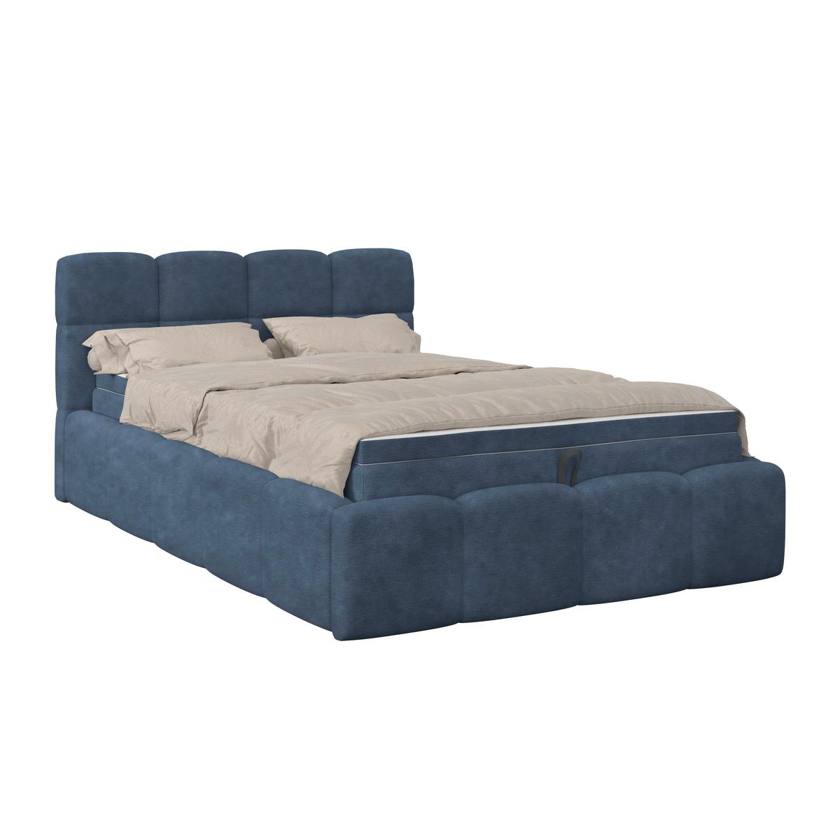 Polsterbett Noe Blau 140x200 cm - Blau/Schwarz, Trend, Textil/Metall (140/200cm)