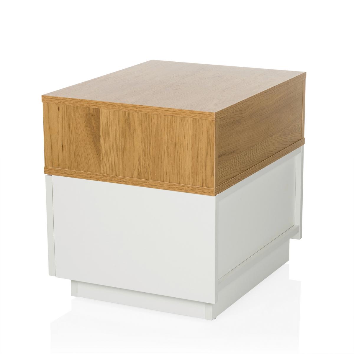 Beistelltisch Melmo Weiß/Eiche Dekor B: 50cm - Eichefarben/Weiß, MODERN, Holzwerkstoff/Kunststoff (50/45/40cm) - MID.YOU