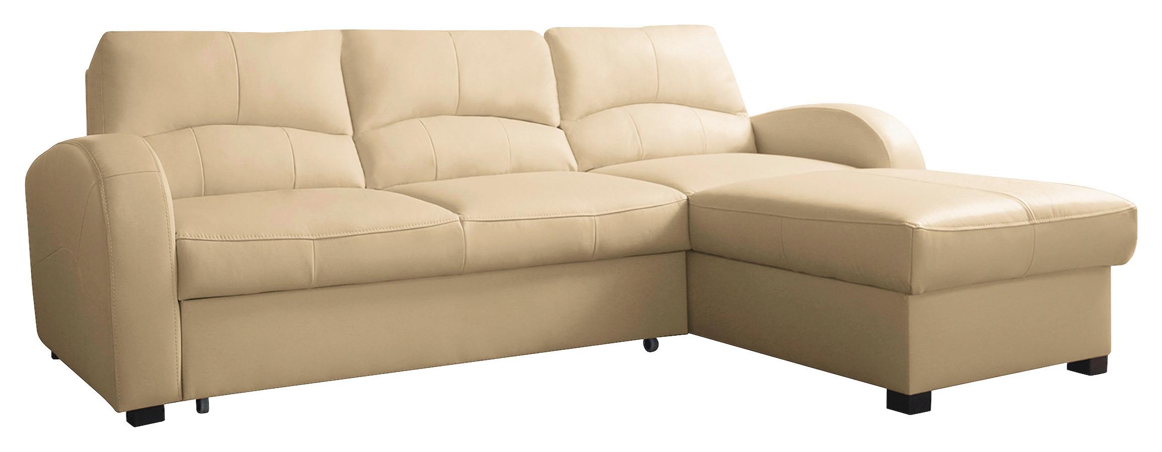 Ecksofa Tilo Beige S: 227 Cm - Beige/Schwarz, Design, Leder/Textil (227/168cm) - Livetastic