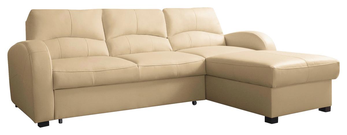 Ecksofa Tilo Beige S: 227 cm - Beige/Schwarz, Design, Leder/Textil (227/168cm) - Livetastic