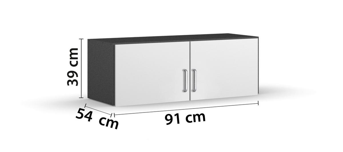 Aufsatzschrank B: 91 cm Aalen Extra Grau/ Weiß - Weiß/Grau, KONVENTIONELL, Holzwerkstoff (91/39/54cm)