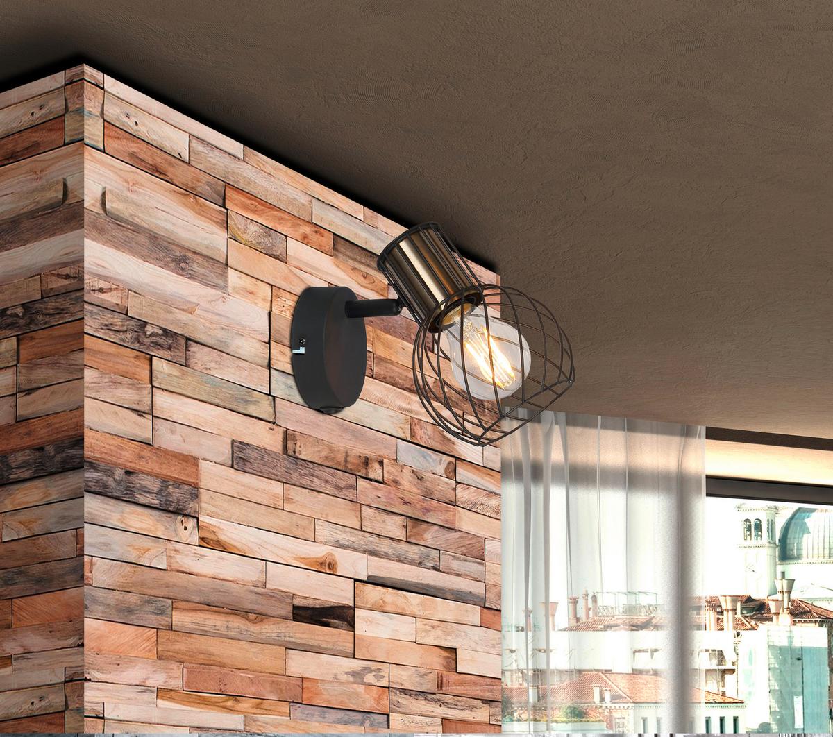 Strahler 54013-1 Argusto - Goldfarben/Schwarz, Trend, Metall (12/16/16,5cm) - Globo