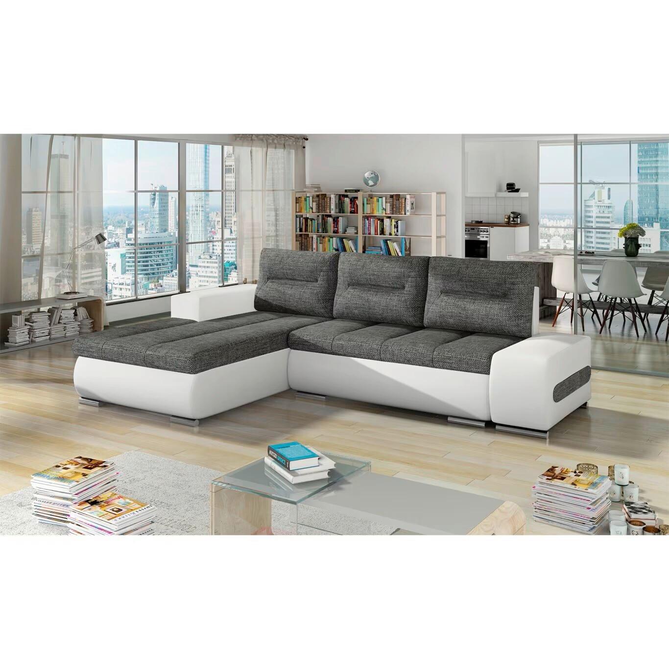 Ecksofa Ottavio Grau/Weiß S: 180x275cm - Chromfarben/Weiß, Design, Textil (180/275cm) - MID.YOU