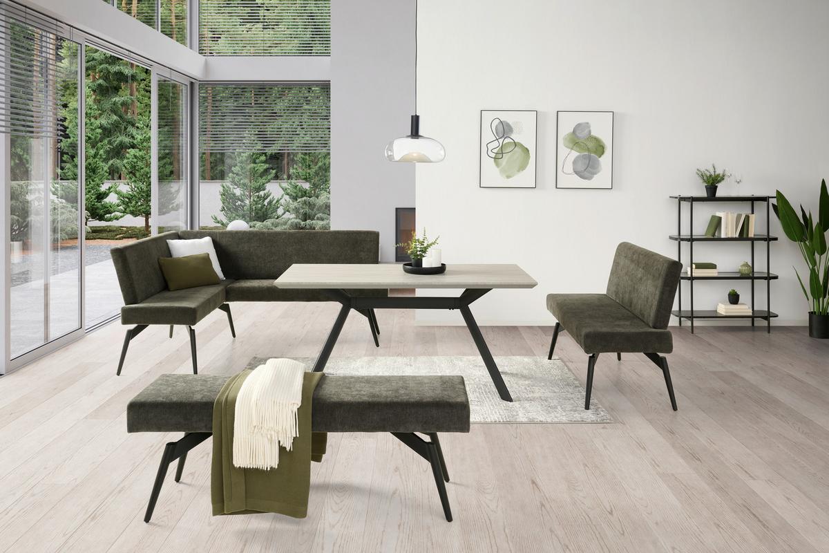 Sitzbank Tinos ohne Lehne Dunkelgrau, B: 140 cm - Dunkelgrau/Schwarz, KONVENTIONELL, Textil/Metall (140/49/47cm) - MID.YOU