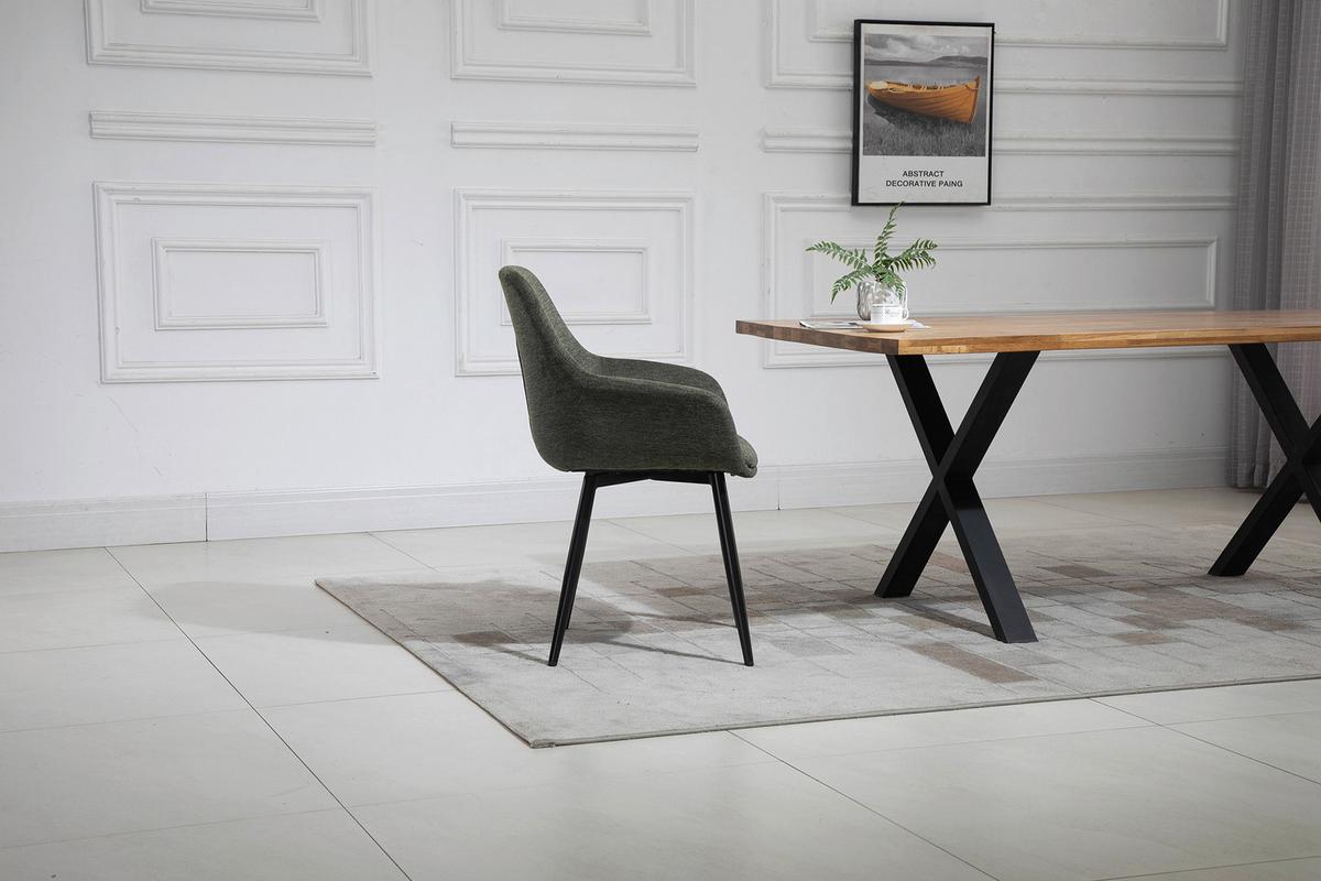 Armlehnstuhl-Set Grün B: 64 cm - Schwarz/Grün, MODERN, Textil/Metall (64/86/59cm) - Livetastic