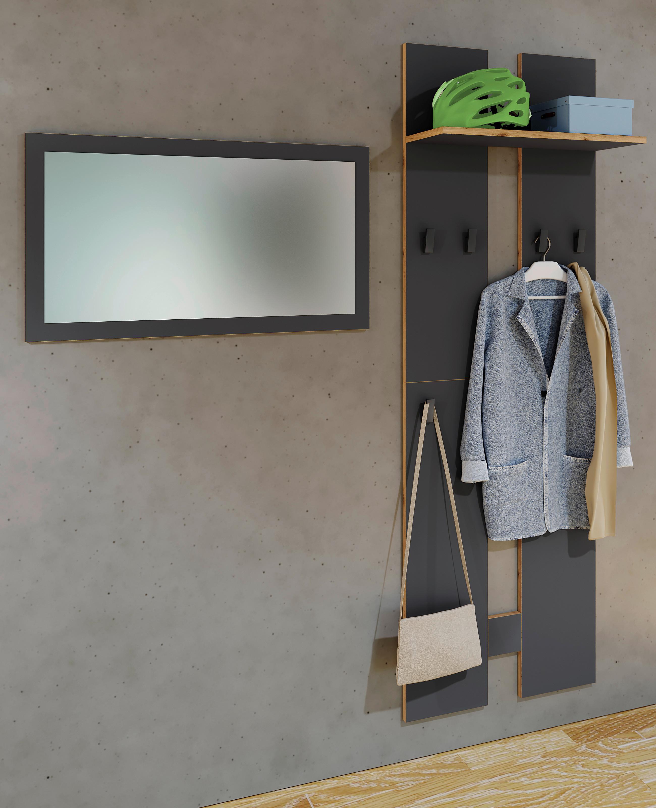 Wandgarderobe Salia Anthrazit/Honigeiche - Honigeiche/Anthrazit, Design, Holzwerkstoff (57/170/20cm) - MID.YOU