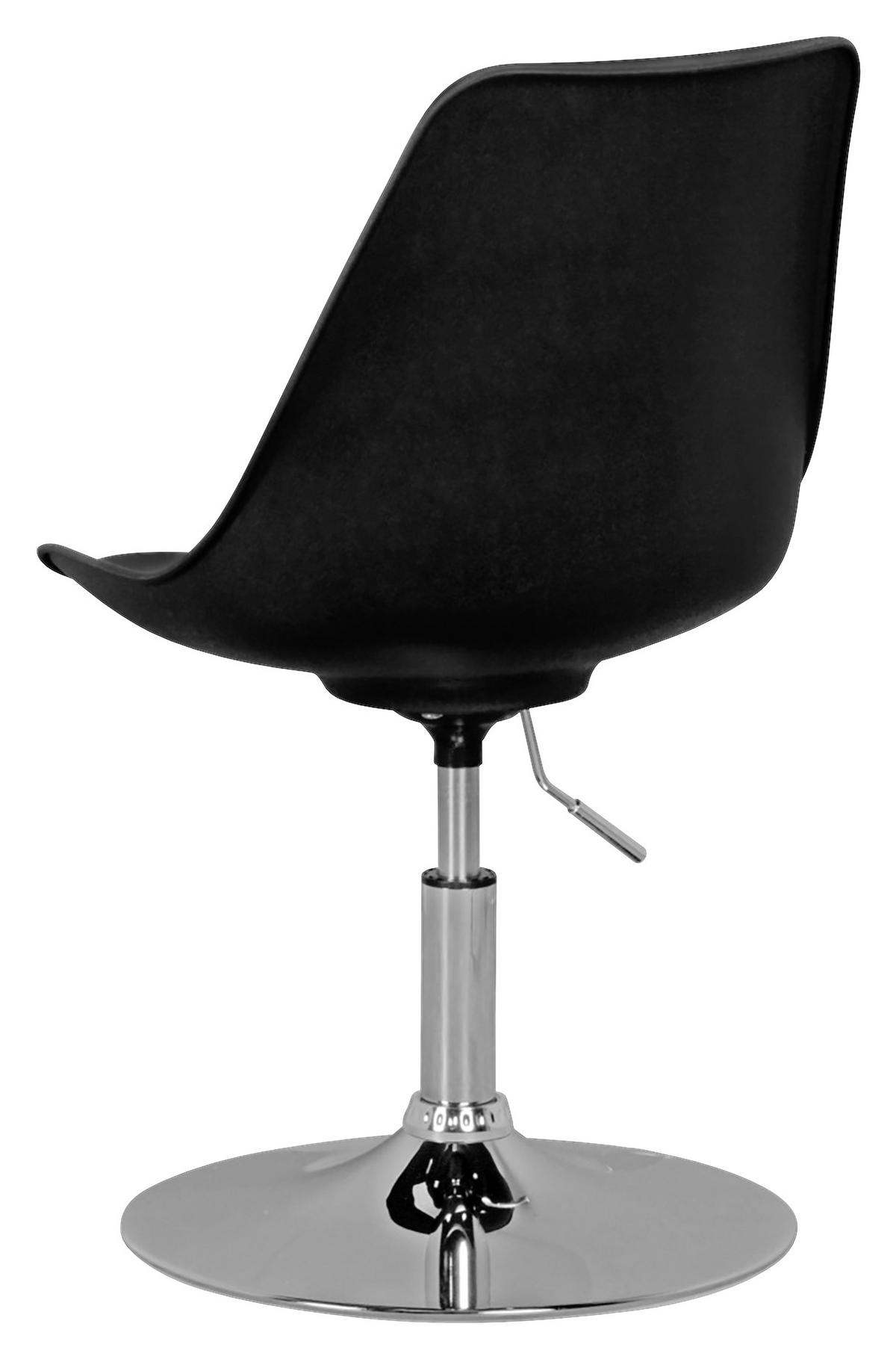 Drehstuhl Korsika Lederlook/Schwarz mit Standfuß - Chromfarben/Schwarz, MODERN, Kunststoff/Textil (46/88/46cm) - MID.YOU