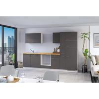 Küchenzeile Ip1200 ohne Geräte 310 cm Grafit / Eiche - Eichefarben/Graphitfarben, Basics, Holzwerkstoff (310cm) - Impuls