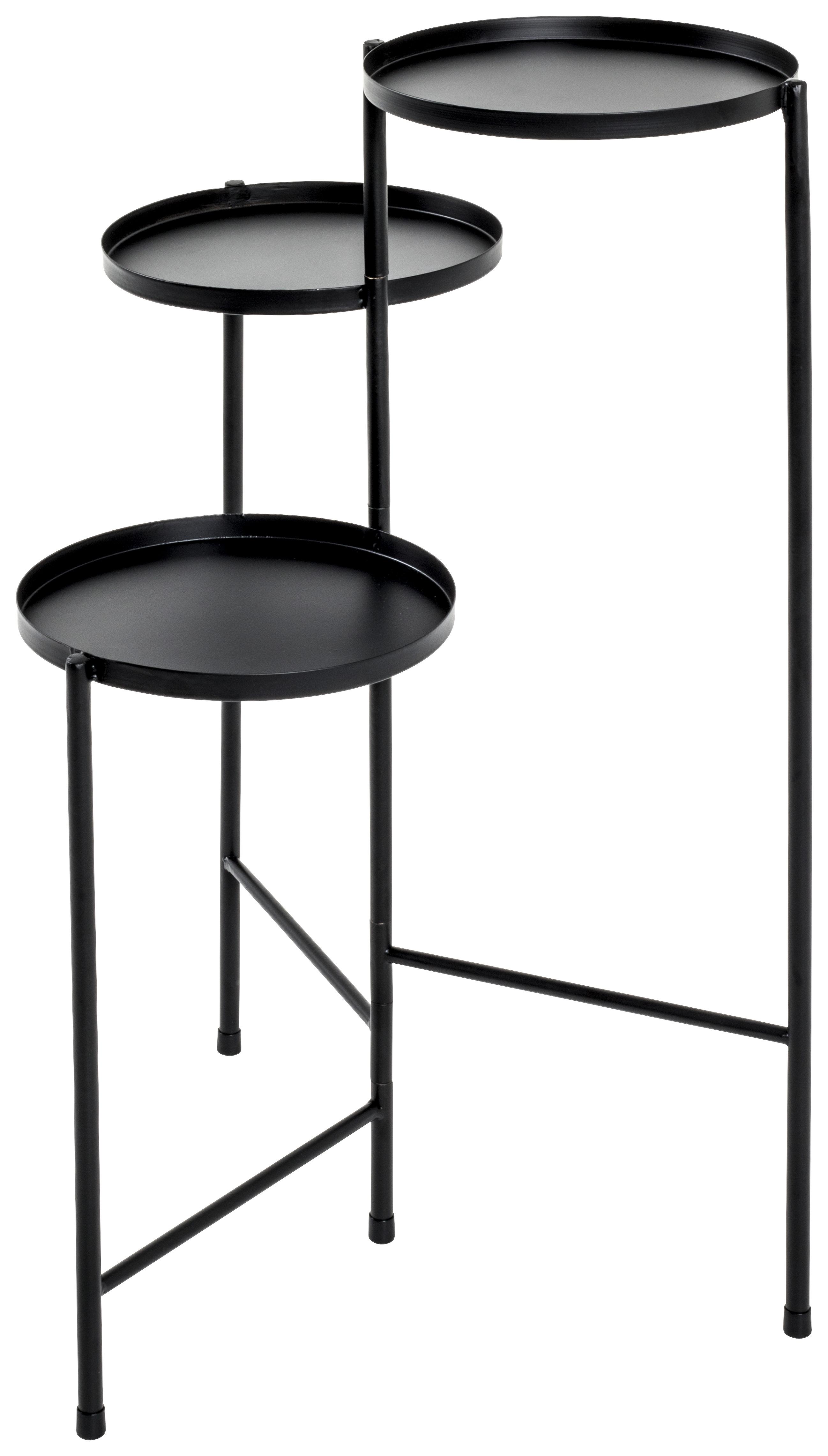 Blumentisch Mit 3 Ablagen Metall Schwarz Top