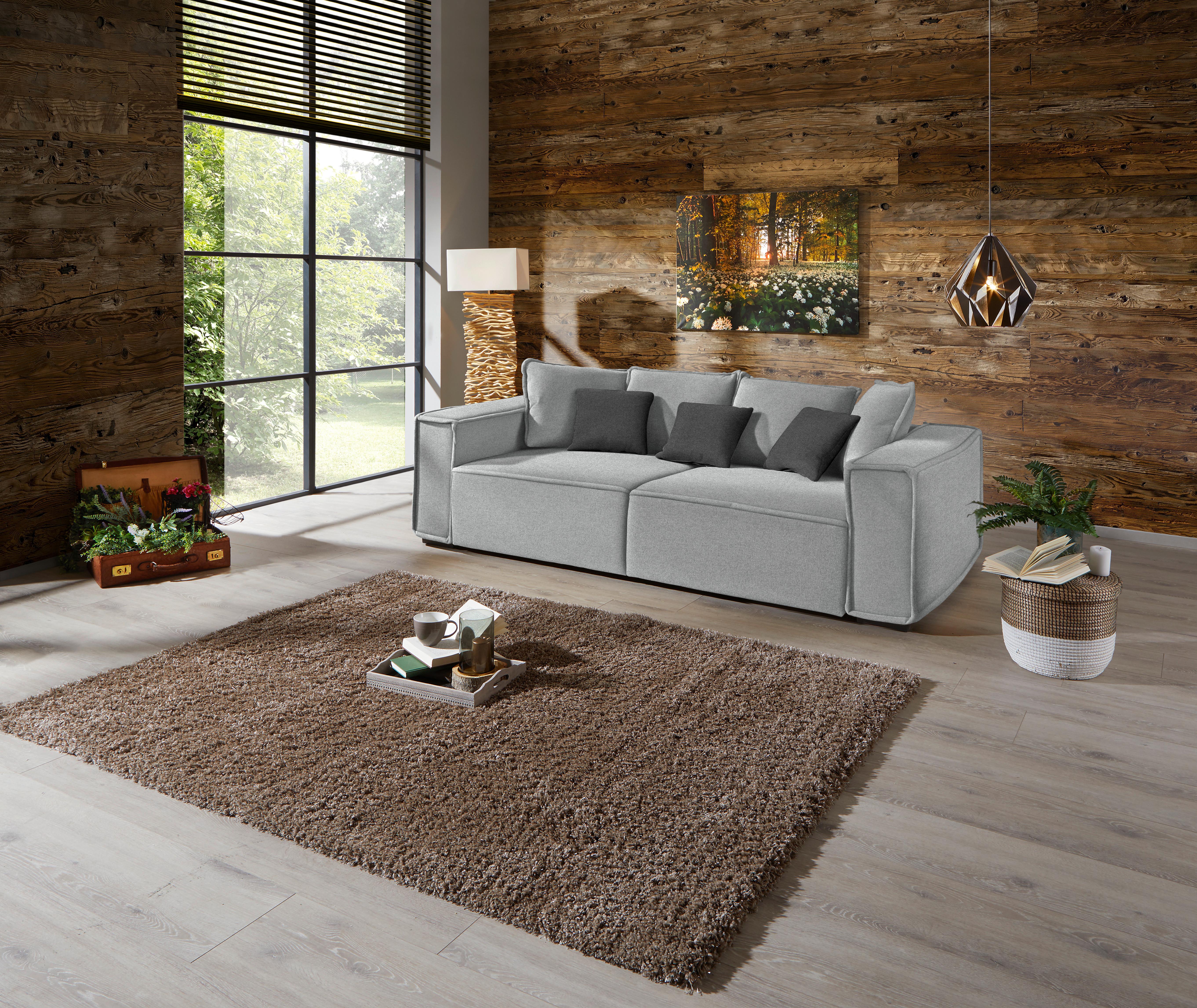 Bigsofa mit Kissen Surf, Mikrofaser - Dunkelgrau/Hellgrau, MODERN, Holz/Textil (244/62/117cm) - Luca Bessoni