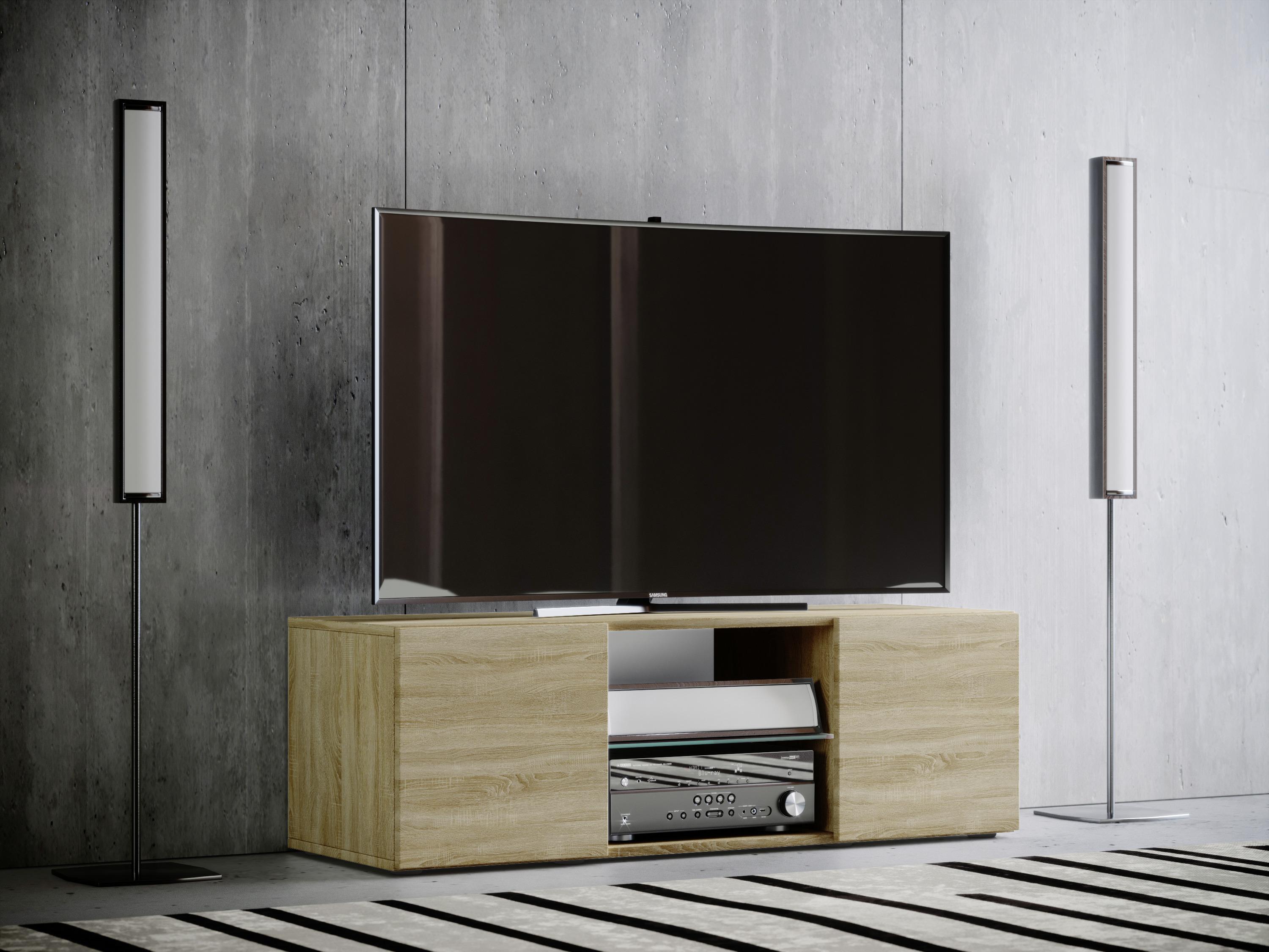 Tv - Skříňka Lowina Š: 115 Cm Dub Sonoma - černá/barvy dubu, Konvenční, kompozitní dřevo/plast (115/40/36cm) - MID.YOU