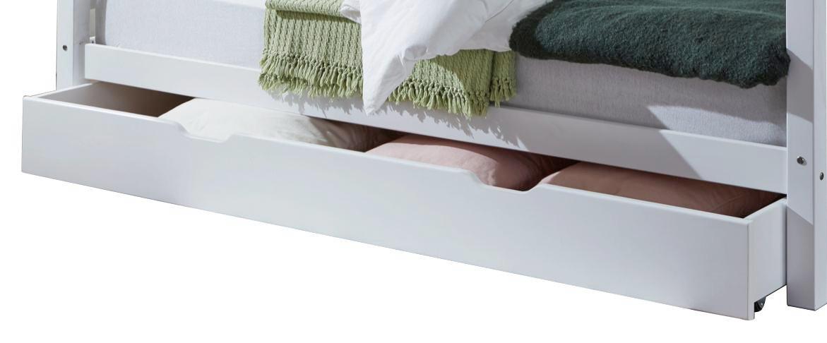 Bettkasten Nora B: 194,5 cm Buche Massiv - Weiß, Design, Holz/Kunststoff (194,5/94/19cm)