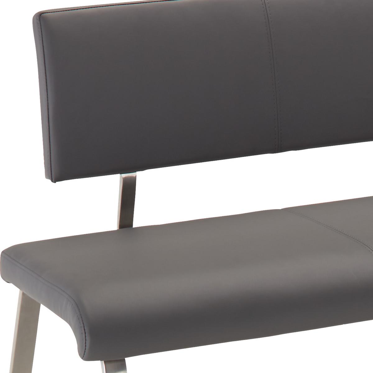 Sitzbank mit Lehne Grau Arco 155x86x59 cm - Edelstahlfarben/Grau, Design, Kunststoff/Metall (155/86/59cm) - Livetastic