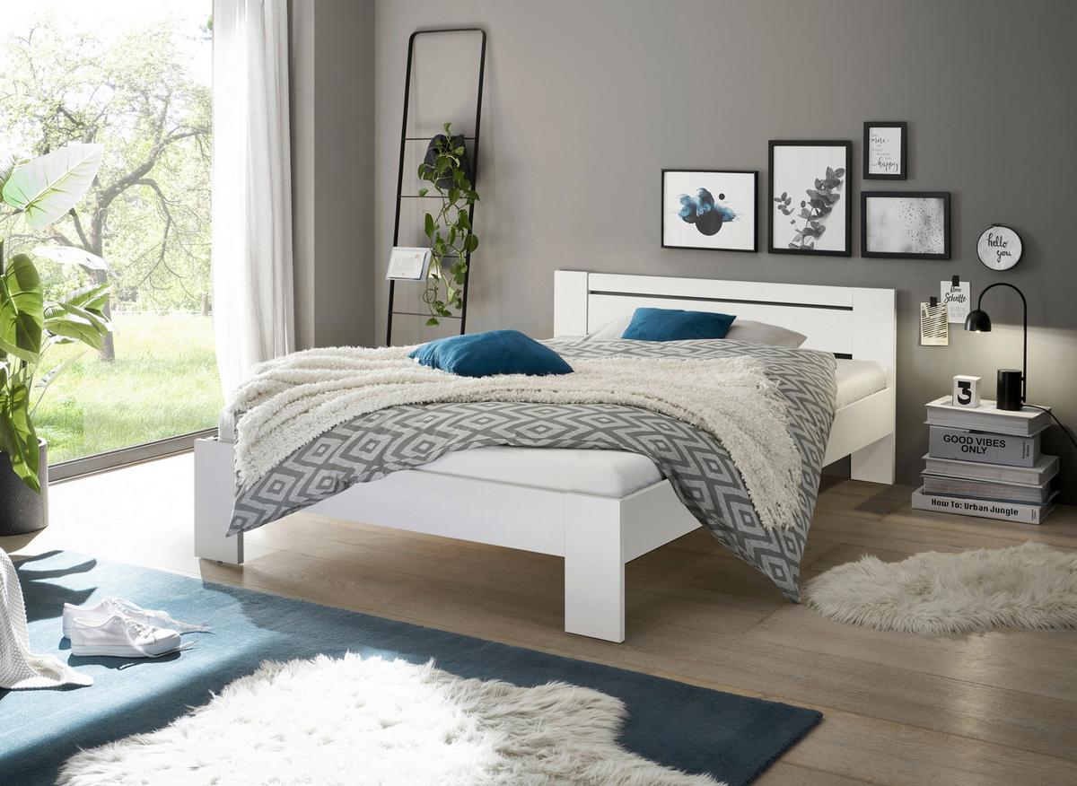 Bett Cannes 140 Weiß 140x200 - Weiß, KONVENTIONELL, Holzwerkstoff (140/200cm) - Ondega