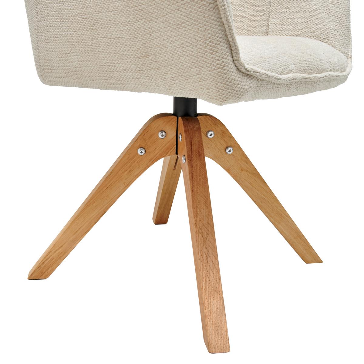 Armlehnstuhl Kerry Beige gepolstert - Eichefarben/Beige, LIFESTYLE, Holz/Textil (61/85/63cm) - Livetastic