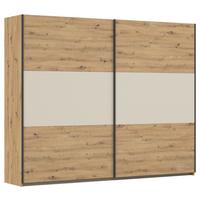Schwebetürenschrank Neo Champagner Eiche Artisan Dekor - Champagner/Alufarben, MODERN, Holzwerkstoff (261/210/59cm) - Rauch Möbel