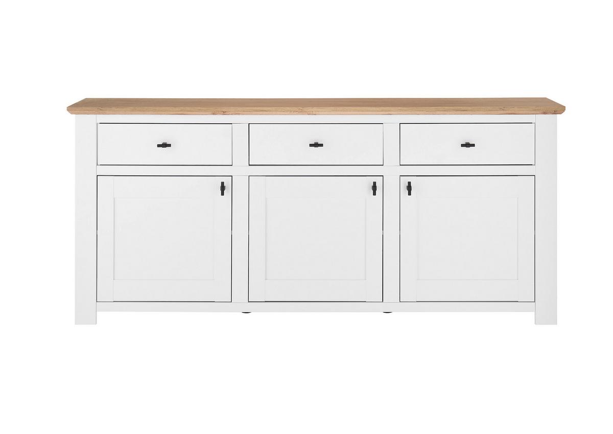 Sideboard Bristol Eiche-/Pinienfarben B: 198cm - Eichefarben/Eiche Wotan, Design, Holzwerkstoff (198/88/45cm) - MID.YOU
