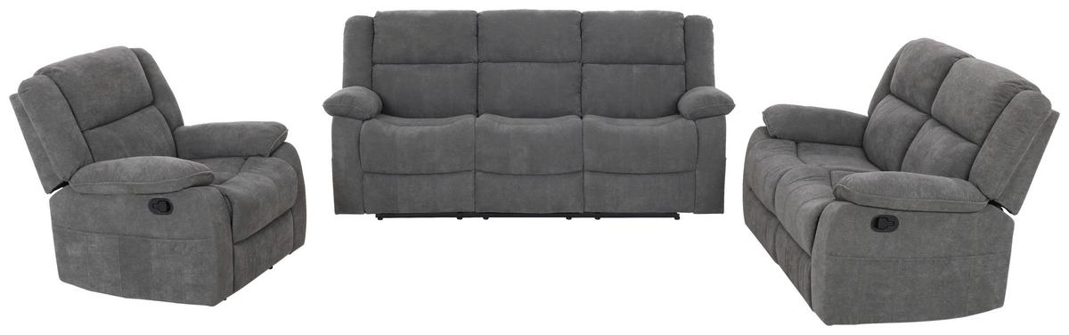 2-Sitzer-Sofa Chester Mit Relaxfunktion Grau B: 153 cm - Schwarz/Grau, Basics, Textil (153/101/90cm) - P & B