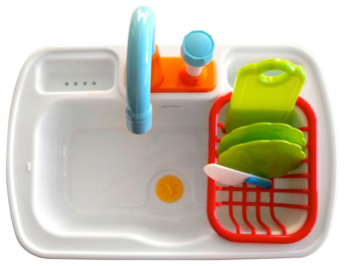 Kinderküchenspüle Mit Zubehör Blau, Weiß, B/h/t: 40x30x26cm - Blau/Weiß, KONVENTIONELL, Kunststoff (40/30/26cm) - Ambia Garden