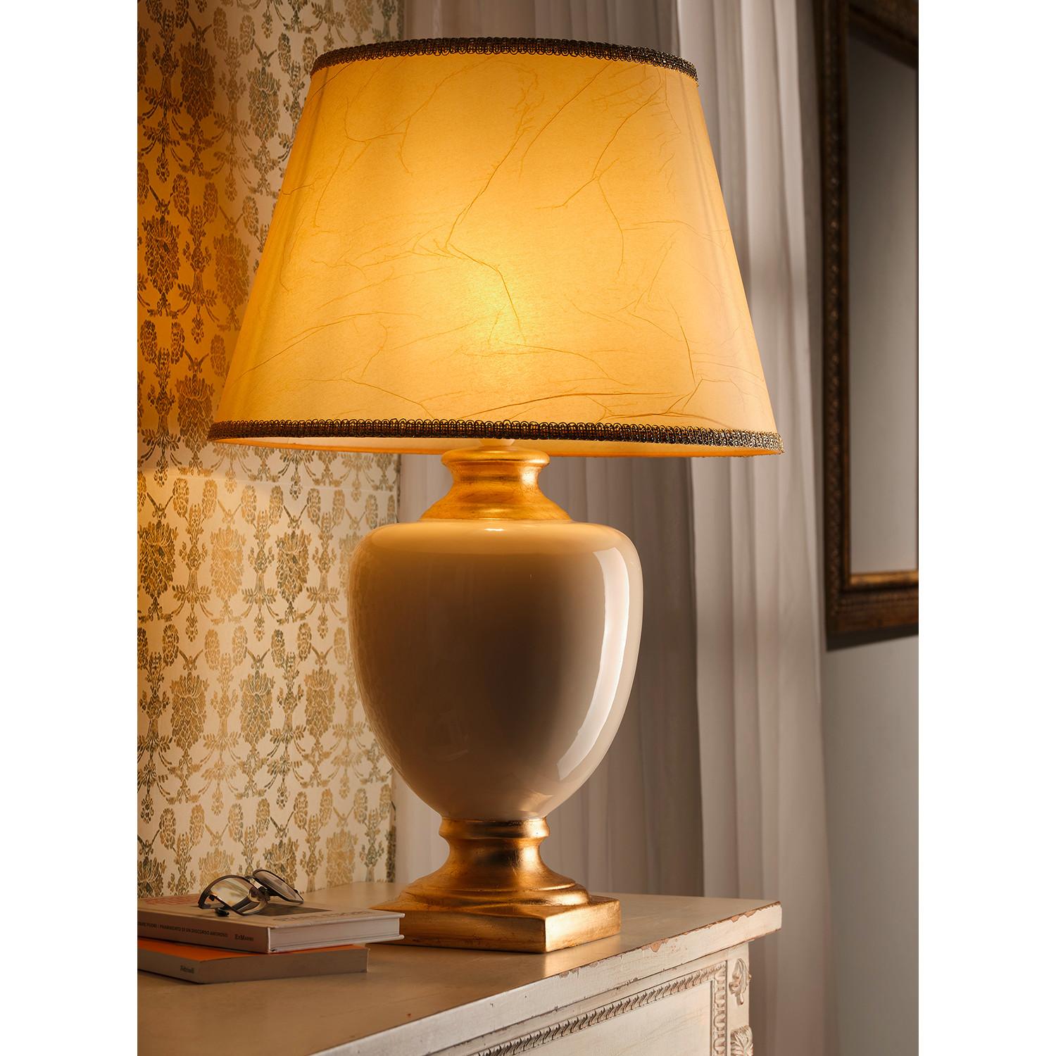 Tischleuchte 229/Ga - Hellbraun/Goldfarben, KONVENTIONELL, Keramik/Textil (45/45/75cm)