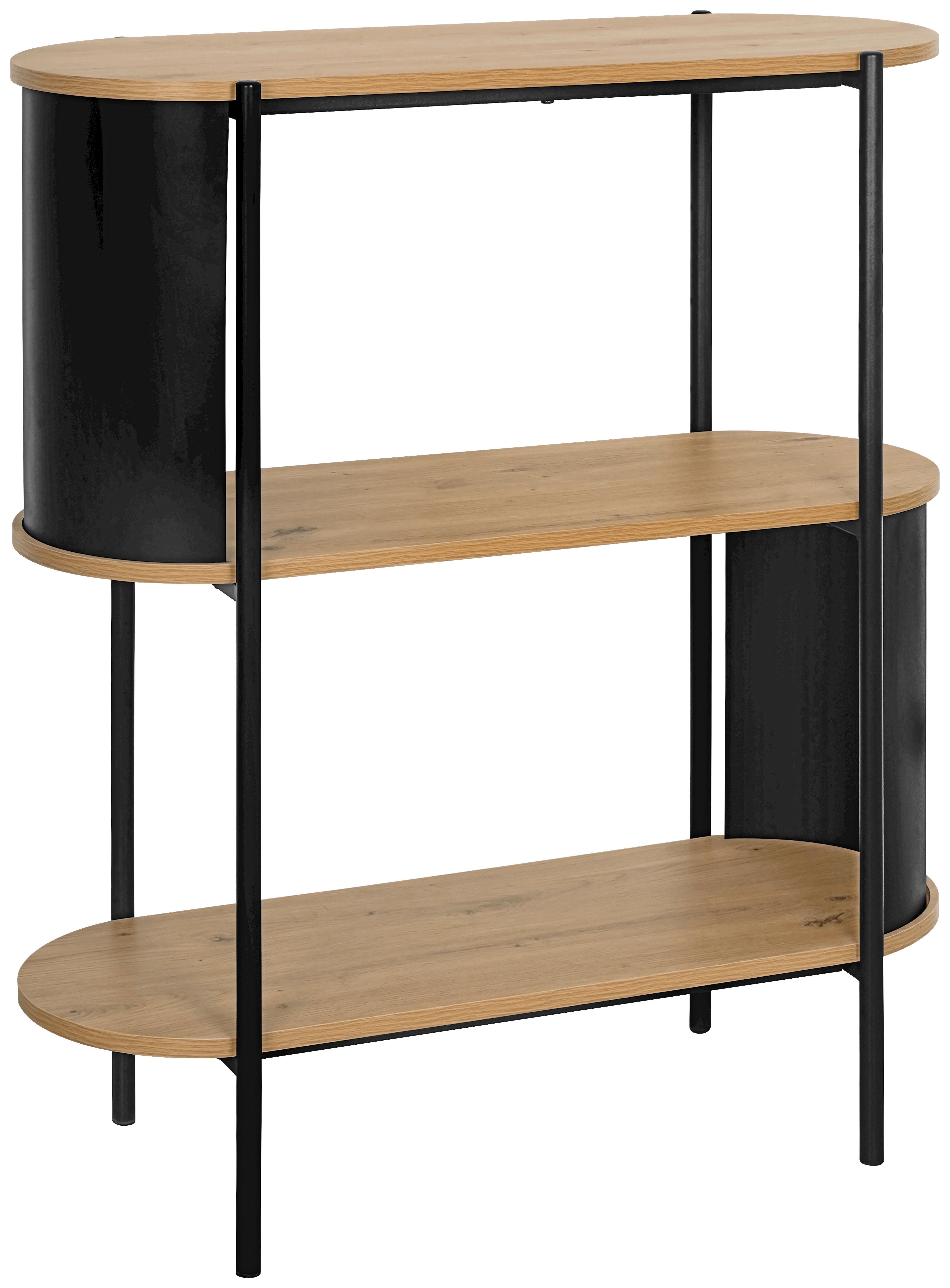 Polc Ld24100601 80/95 Cm - fekete/Artisan tölgy, Modern, faalapú anyag/fém (80/95/34cm)