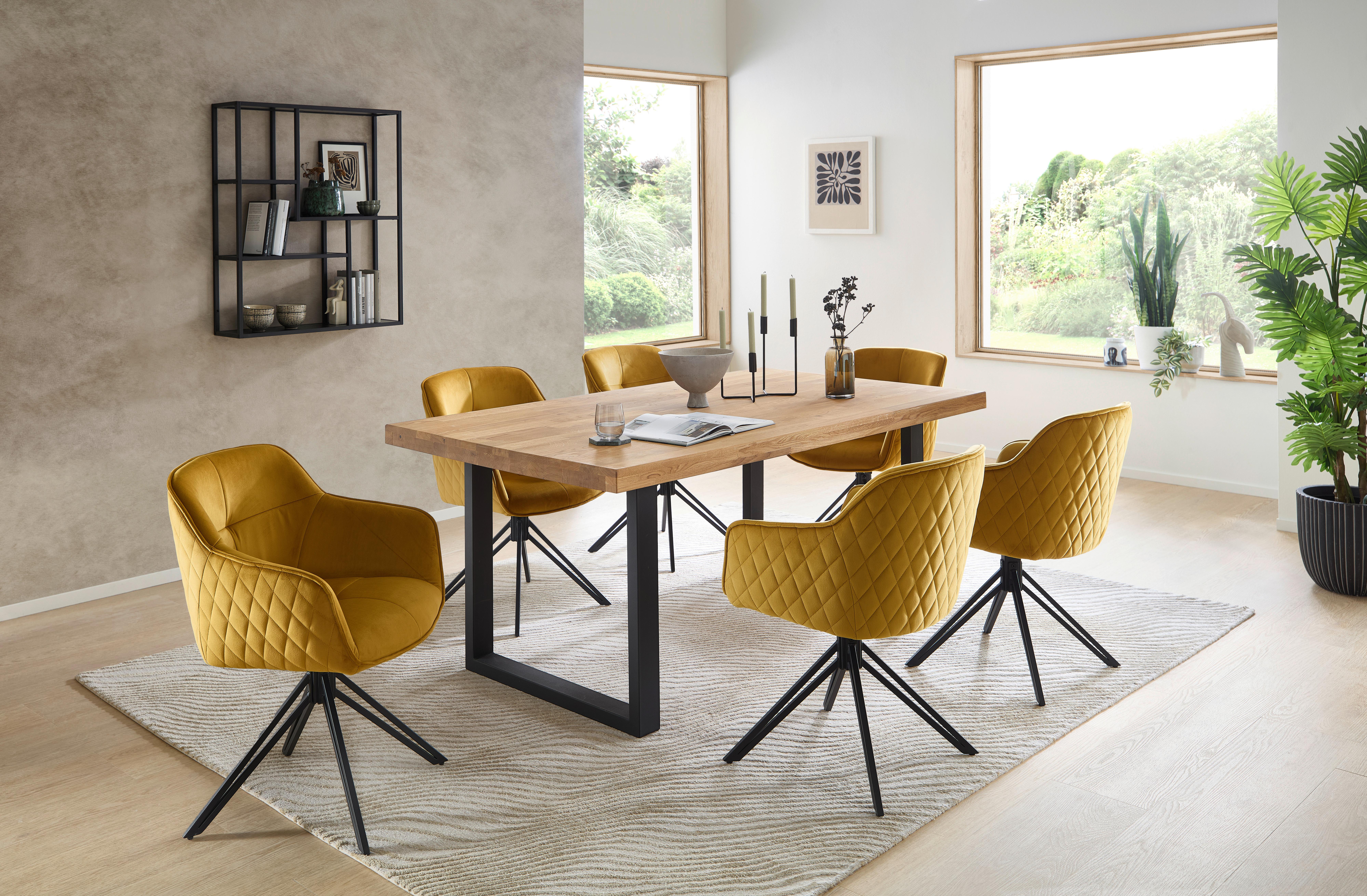 Esstisch Chris U 180x76x100 Cm Eiche/schwarz - Eichefarben/Schwarz, MODERN, Holz/Metall (180/100/76cm) - Livetastic