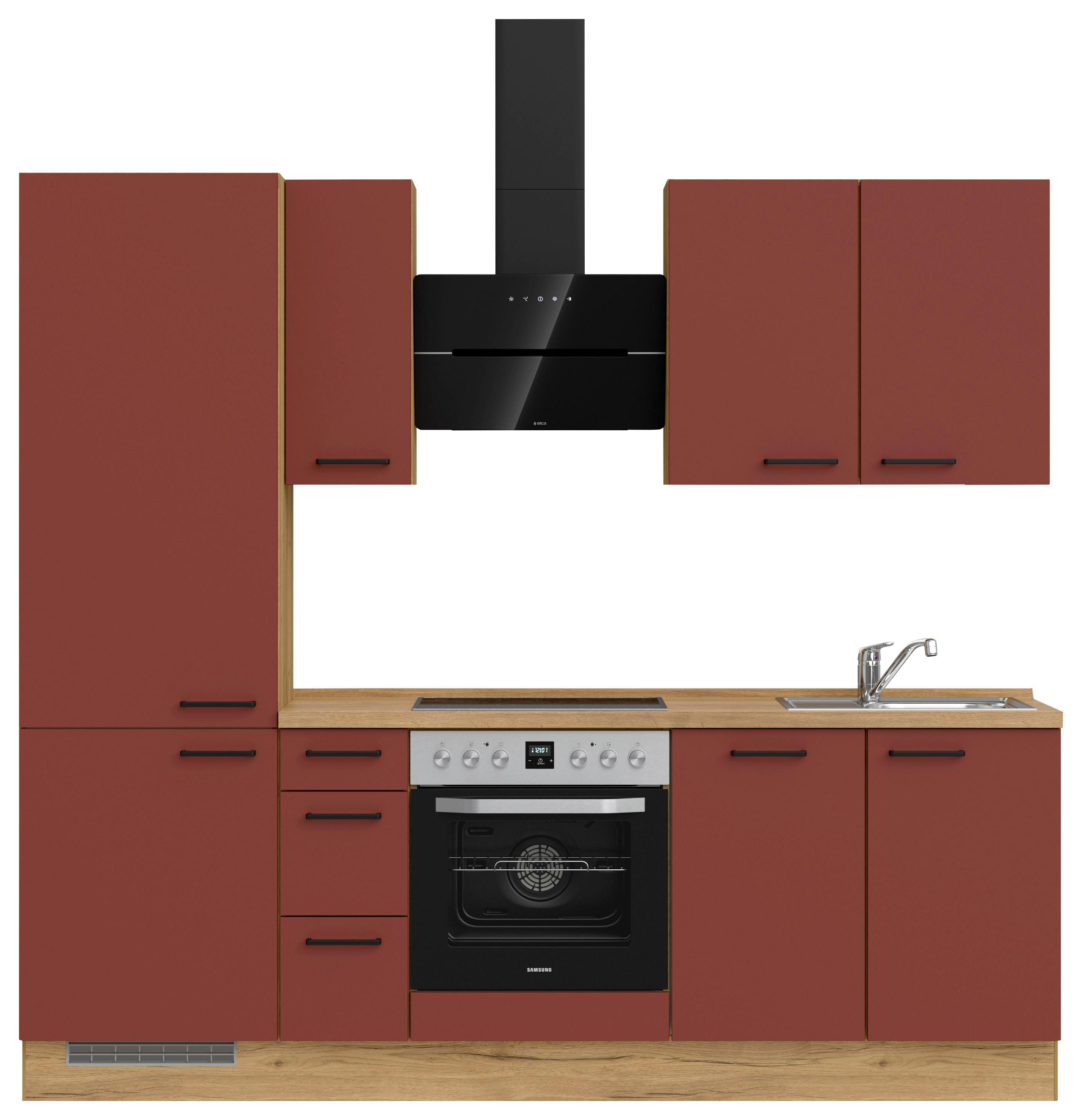 Küchenleerblock Easytouch High-Line, H2 Links - Eichefarben/Rot, MODERN, Holzwerkstoff (240cm) - Nobilia