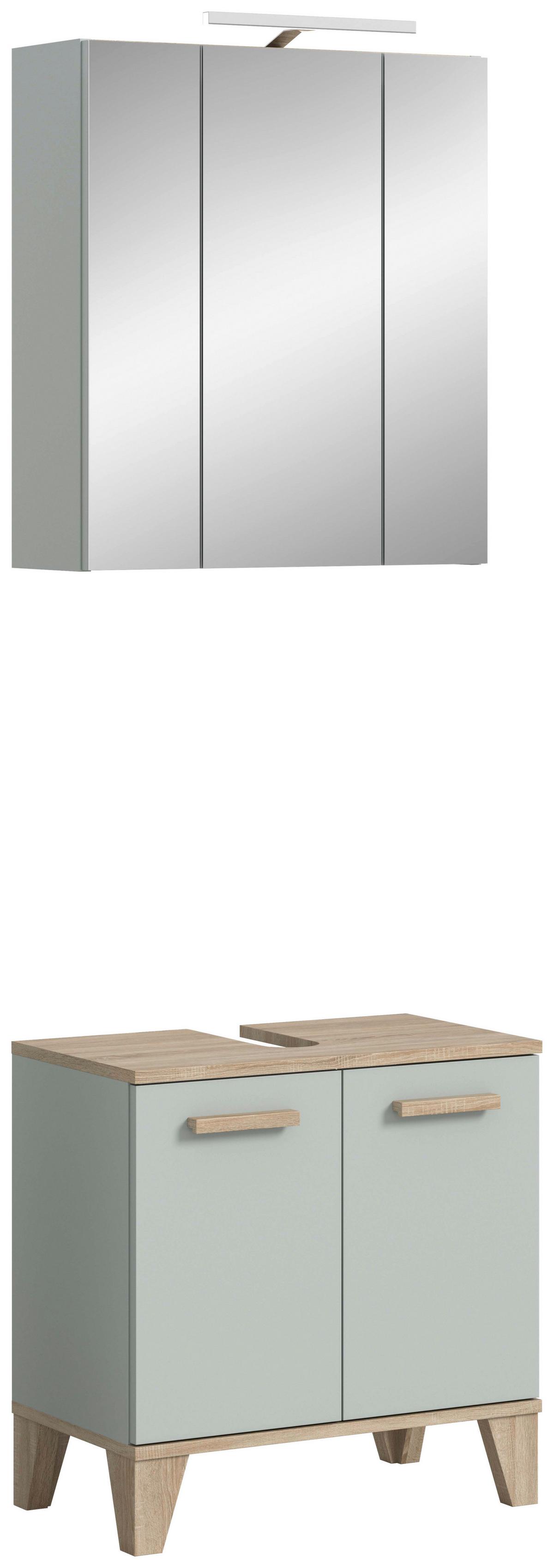 Badezimmer Star Hellgrün/Eiche Dekor B: 60cm - Eichefarben/Hellgrün, MODERN, Holzwerkstoff (60/184/34cm) - MID.YOU