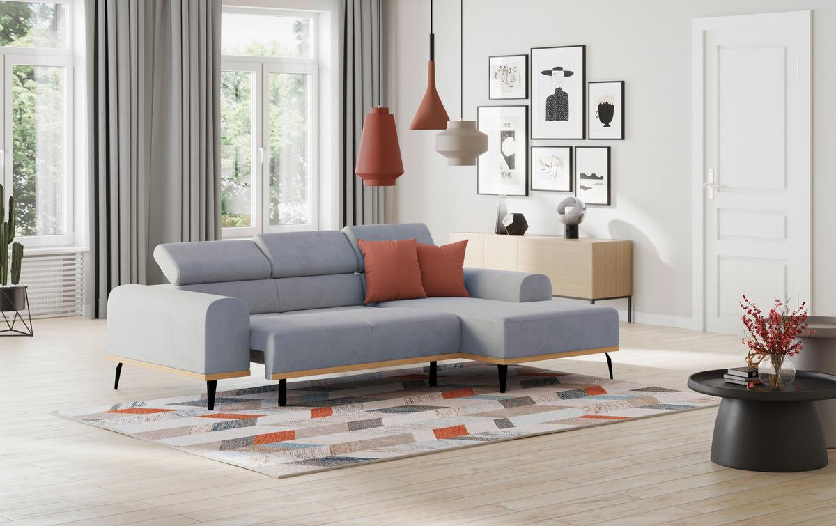 Ecksofa Hellgrau Mit Sitzvorzug S: 244x157 Cm - Hellgrau/Schwarz, KONVENTIONELL, Textil (244/157cm) - Cotta