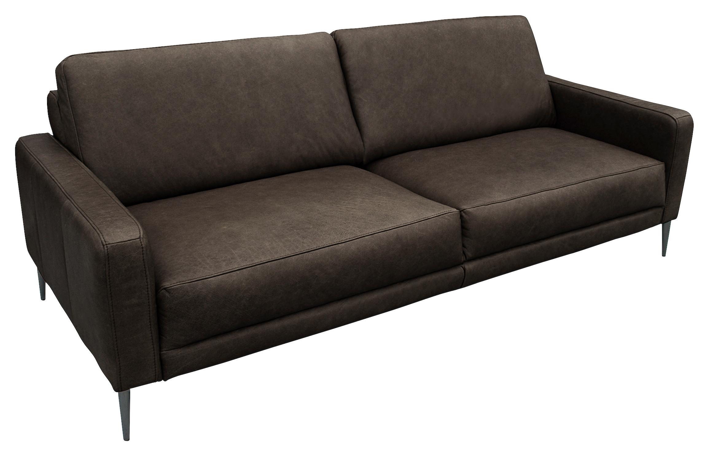 3-Sitzer-Sofa Spring, Fango B: - Fango/Schwarzchrom, Design, Leder (187/85/92cm) - Livetastic