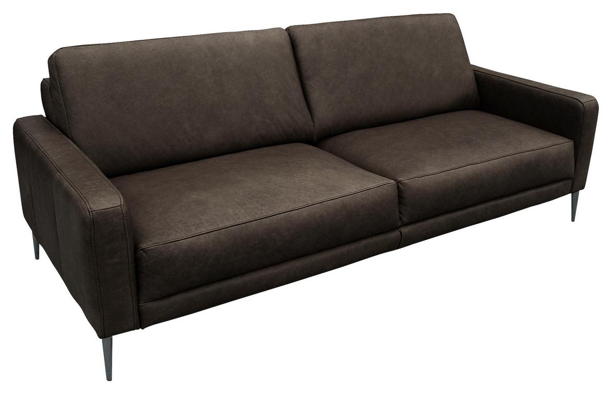 3-Sitzer-Sofa Spring, Fango B: - Fango/Schwarzchrom, Design, Leder (187/85/92cm) - Livetastic