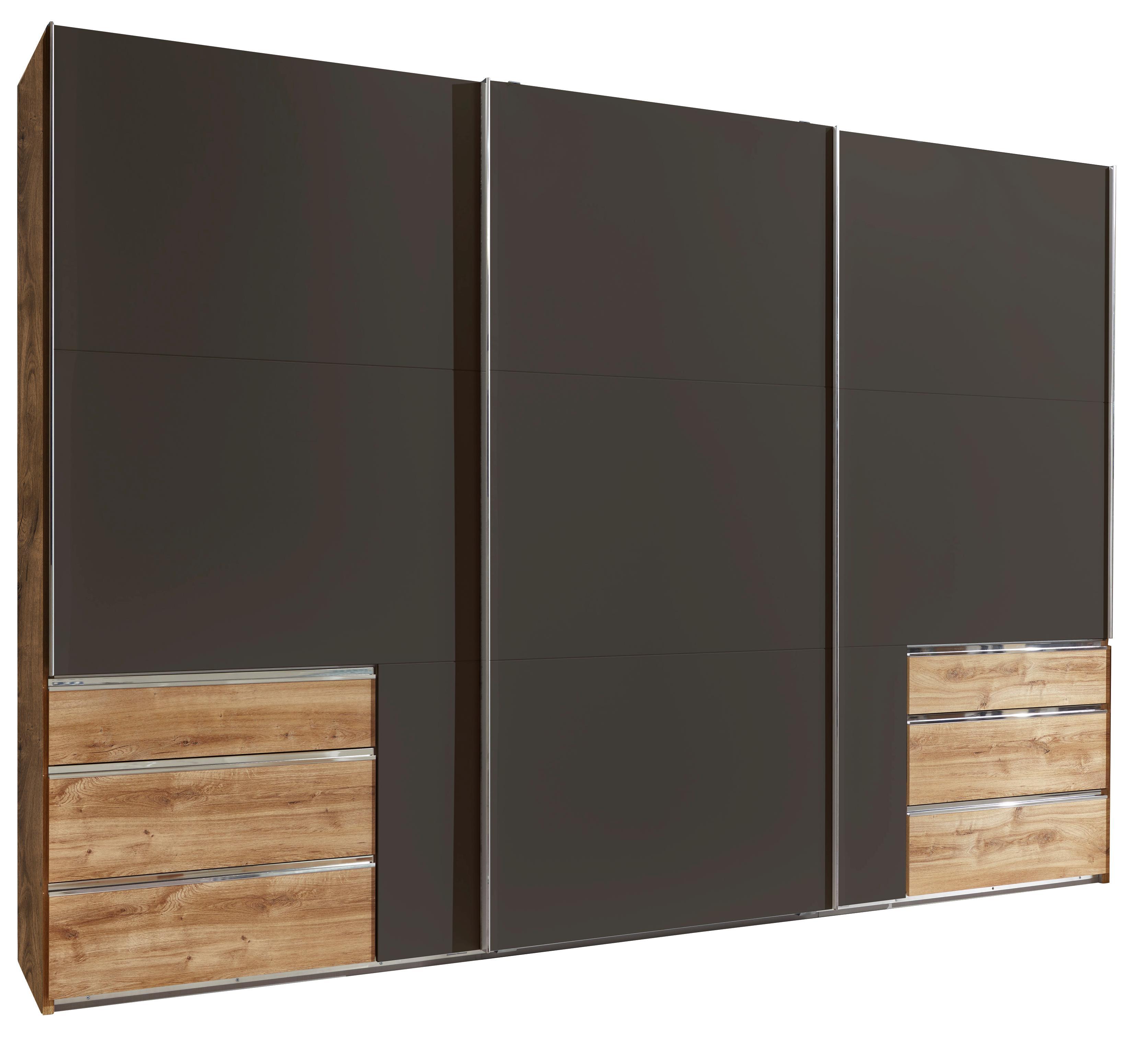 Schwebetürenschrank Level 36a B:300cm Graphit/ Eiche Dekor - Eichefarben/Graphitfarben, MODERN, Holzwerkstoff (300/216/65cm)