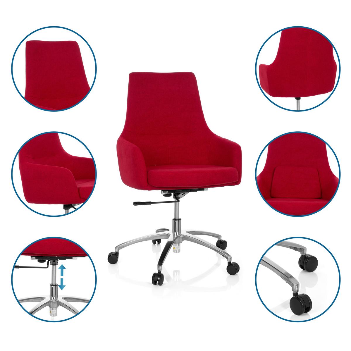 Bürostuhl Shake 100 Rot Bis 110 Kg - Silberfarben/Rot, Basics, Kunststoff/Textil (65/97/60cm) - MID.YOU