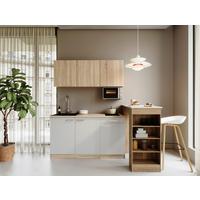 Miniküche Ingrid Weiß/Eichefarben B: 150cm - Eichefarben/Weiß, Design, Holzwerkstoff (150cm) - Respekta