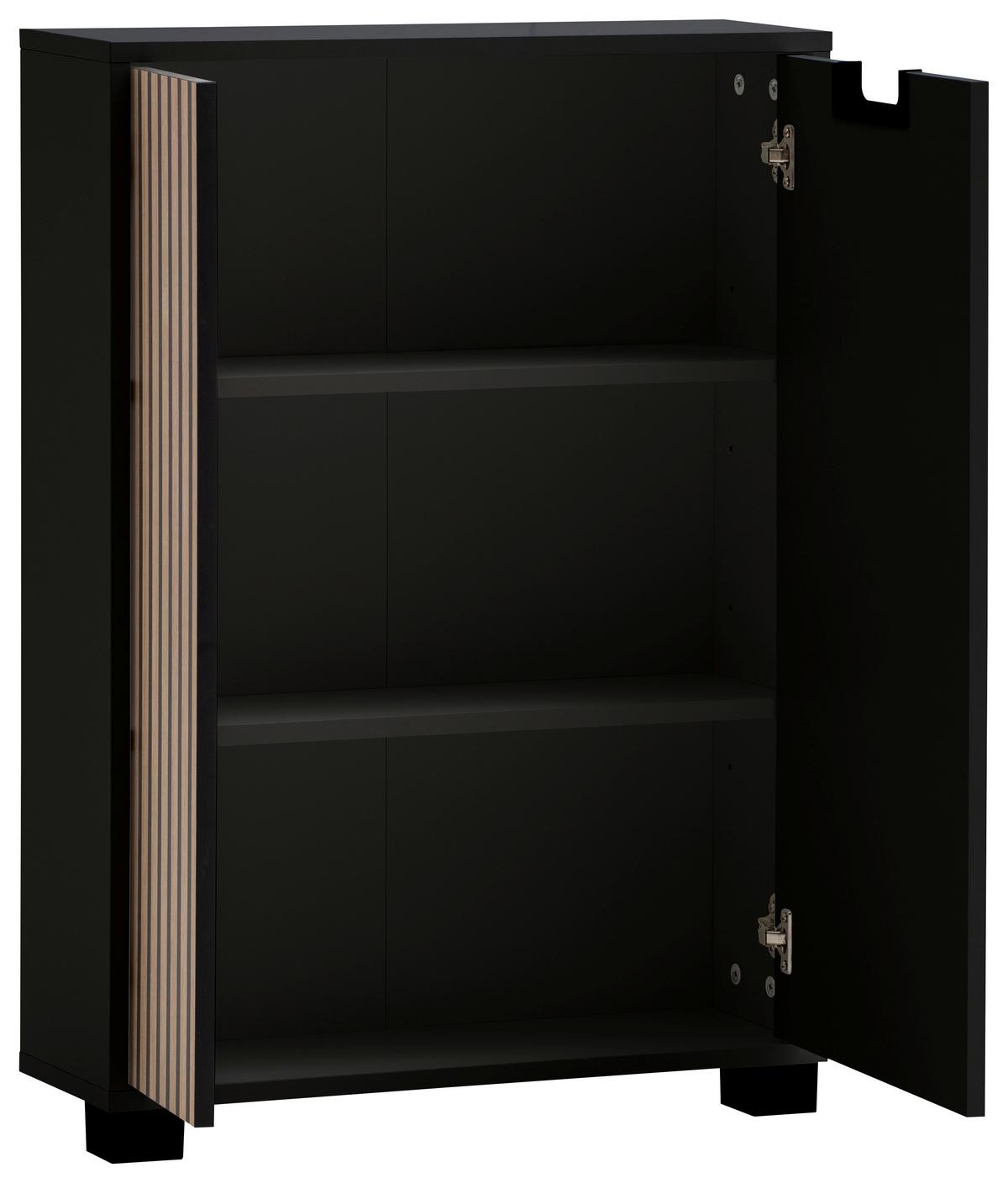 Unterschrank Schwarz/eichefarben B: 59,8 Cm - Eichefarben/Schwarz, Design, Holzwerkstoff (59,8/85,2/19,55cm) - MID.YOU