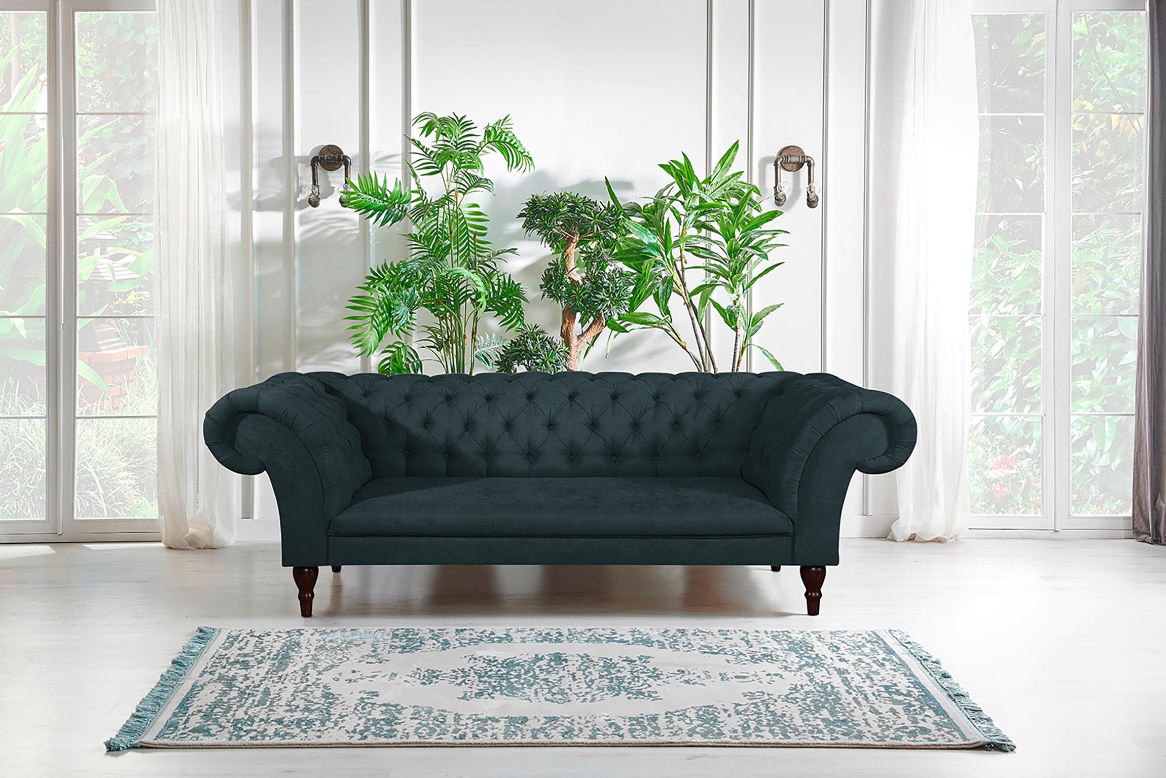 3-Sitzer-Sofa Preston Dunkelgrau B: 232 cm - Dunkelgrau/Braun, Design, Textil (232/79/97cm) - Livetastic