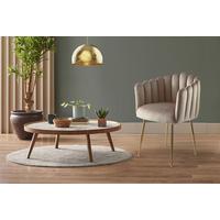 Armlehnstuhl Muna 125 Beige - Beige/Goldfarben, Design, Kunststoff/Metall (59/85/56cm) - Kayoom
