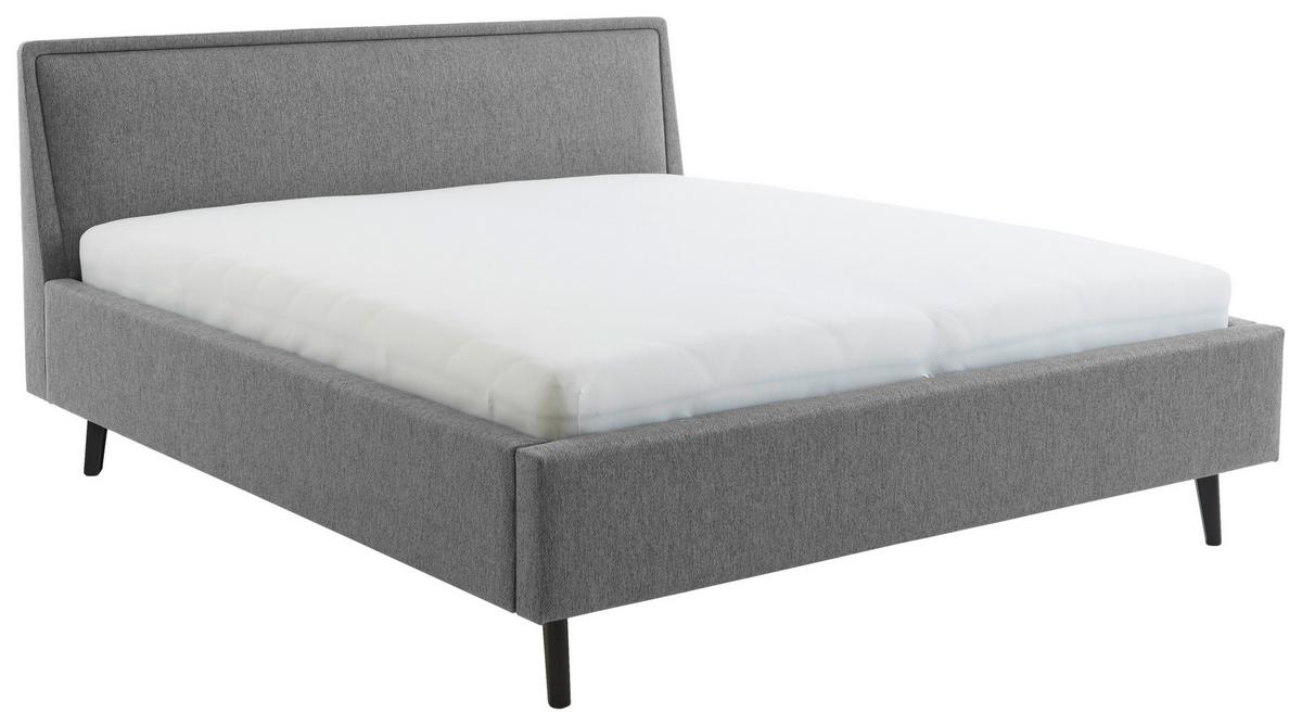 Polsterbett Frieda 180x200cm Grau, inkl. Bettkasten - Schwarz/Grau, KONVENTIONELL, Holz/Textil (180/200cm) - Livetastic