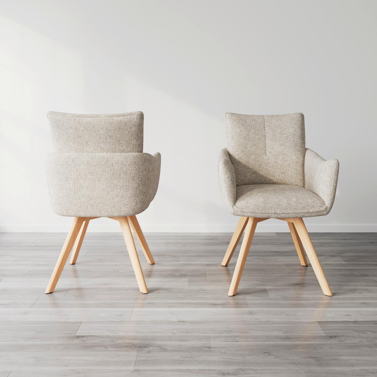 ŽIDLE S PODRUČKAMI TERESA - světle šedá/přírodní barvy, Moderní, kov/dřevo (60/92,5/61cm) - Bessagi Home