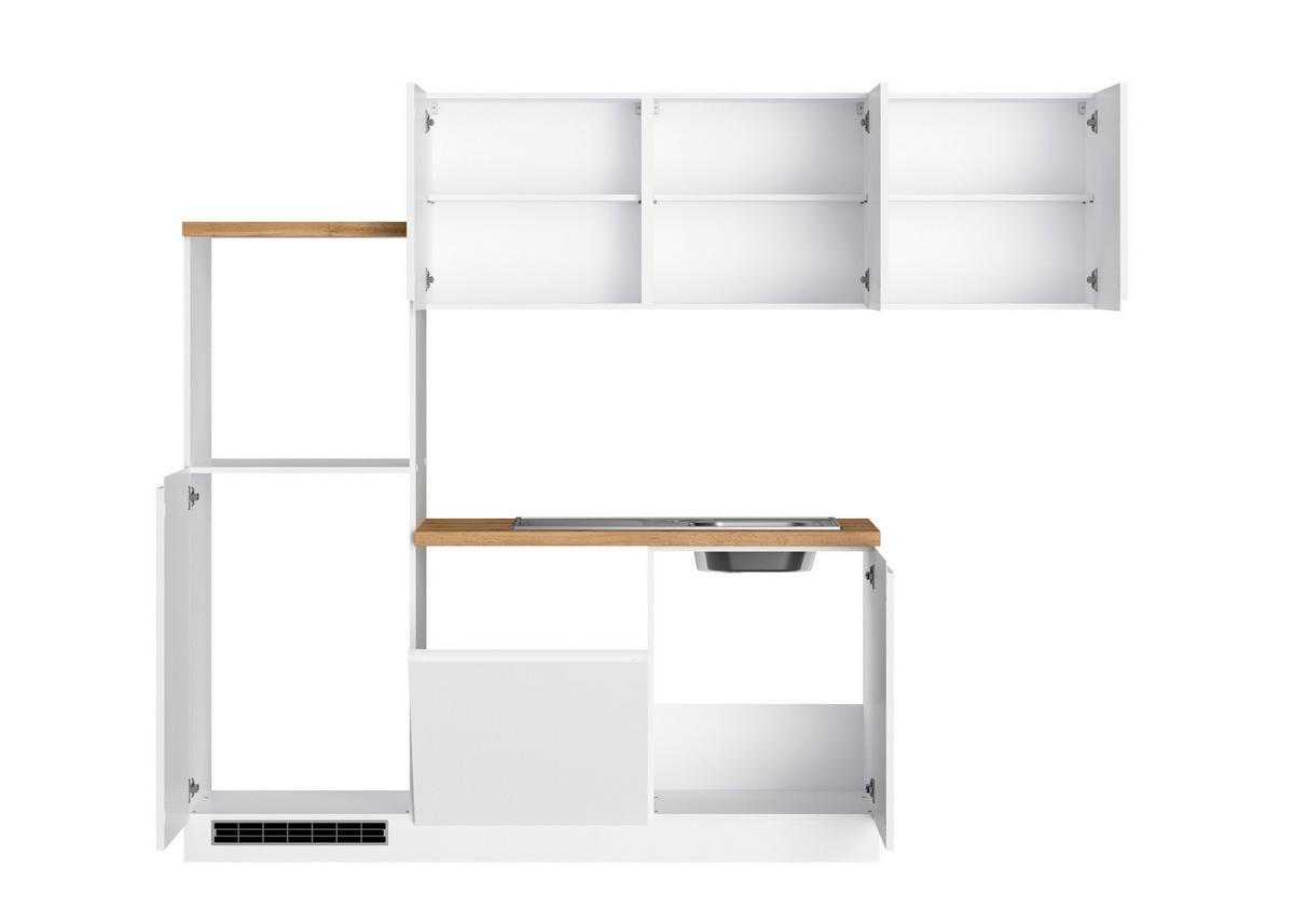 Eckküche Monza Ohne Geräte 240x240 Cm Weiß/eiche Dekor - Weiß Hochglanz/Eiche Wotan, LIFESTYLE, Holzwerkstoff (240/240cm) - Held